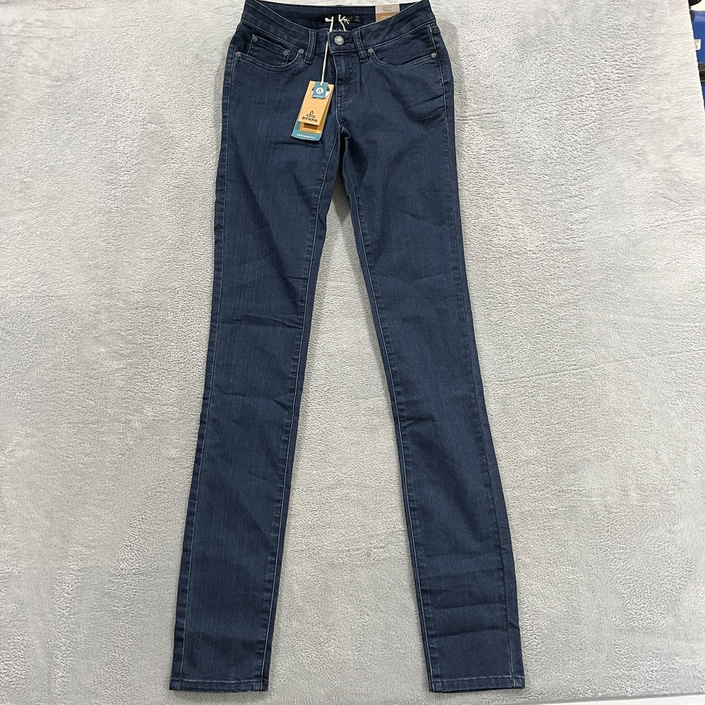 Prana Kayla Jean Women 0 25 Denim Stretch Skinny Dark Low Rise Tall 36" Inseam